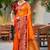 saffron orange soft silk woven work traditional saree