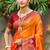 saffron orange soft silk woven work traditional saree