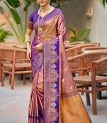 rose gold soft silk woven work traditional saree