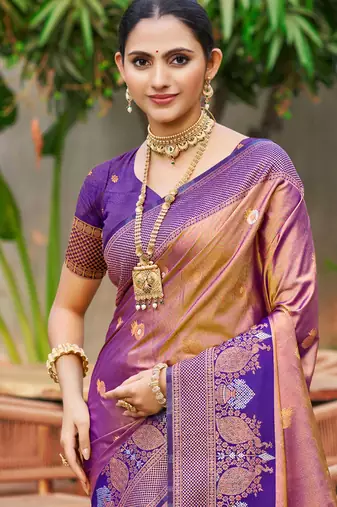 rose gold soft silk woven work traditional saree