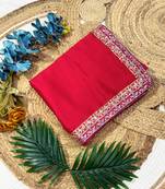 Red color Embroidery Work Rangoli Silk saree
