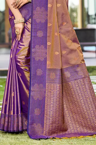 copper gold soft silk woven work traditional saree