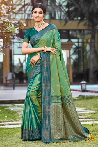 mehendi green soft silk woven work traditional saree