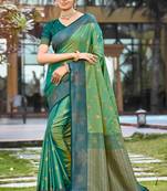 mehendi green soft silk woven work traditional saree