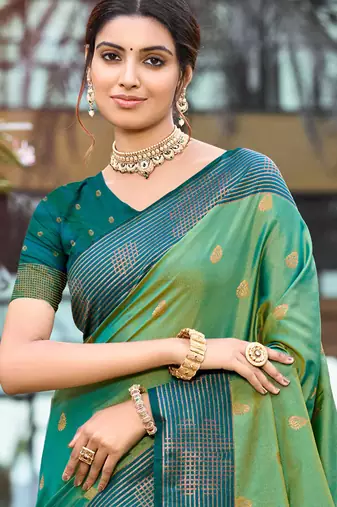 mehendi green soft silk woven work traditional saree