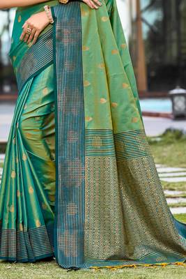 mehendi green soft silk woven work traditional saree 3