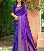 violet purple soft silk woven work traditional saree