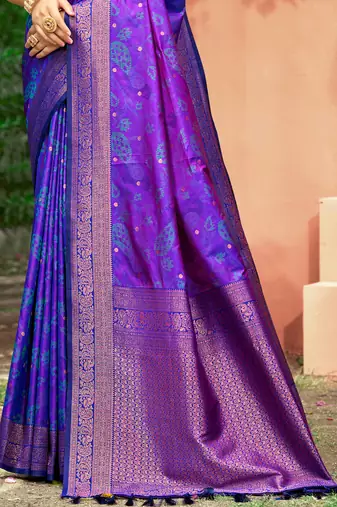 violet purple soft silk woven work traditional saree