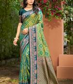parrot green soft silk woven work traditional saree