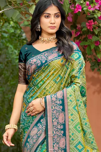 parrot green soft silk woven work traditional saree