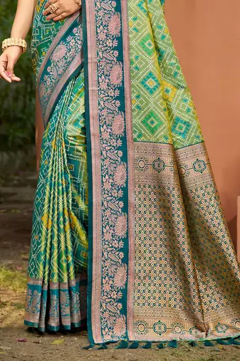 parrot green soft silk woven work traditional saree