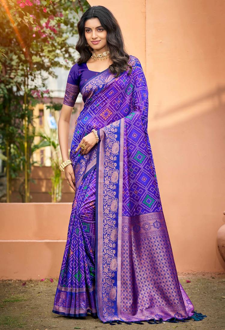 royal blue soft silk woven work traditional saree