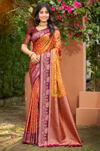mustard yellow soft silk woven work traditional saree