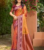 mustard yellow soft silk woven work traditional saree