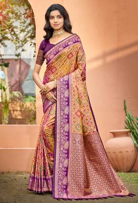 mustard gold soft silk woven work traditional saree 1