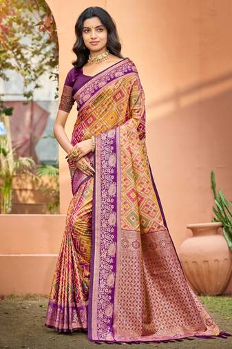 mustard gold soft silk woven work traditional saree