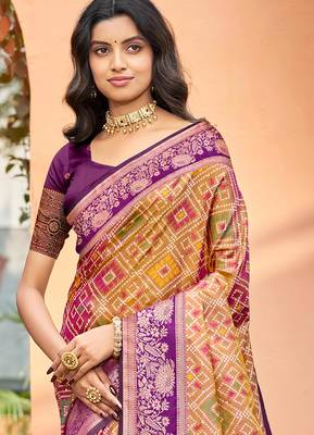 mustard gold soft silk woven work traditional saree 2