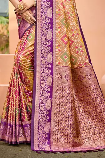 mustard gold soft silk woven work traditional saree