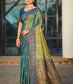 sea green soft silk woven work traditional saree