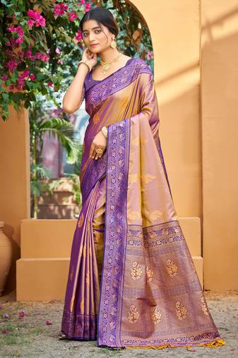 royal purple soft silk woven work traditional saree