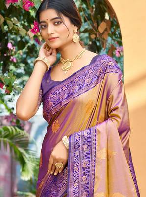royal purple soft silk woven work traditional saree 2