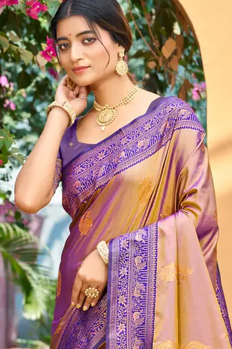 royal purple soft silk woven work traditional saree