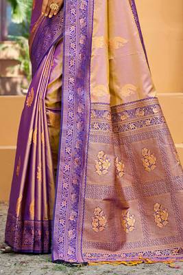 royal purple soft silk woven work traditional saree 3