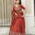 Rust-Orange Multi Embroidery & Pipe Bead Work Lehenga With Fully Stitched Blouse