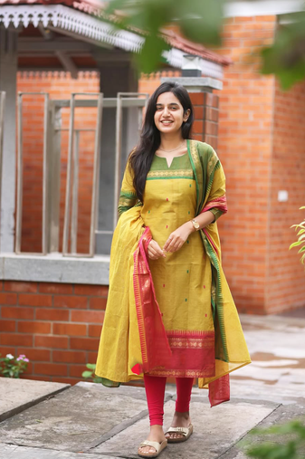 Mustard readymade kanchi cotton v-neck top – sizes s to 3xl