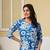 Blue floral printed kurti with straight pants – cotton co-ord set