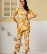 Mustard yellow geometric printed kurti with straight pants – cotton co-ord set