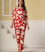 Red geometric printed kurti with straight pants – cotton co-ord set