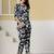 Navy blue floral printed kurti with straight pants – cotton co-ord set