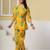 Yellow floral printed kurti with straight pants – cotton co-ord set