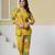 Yellow floral printed kurti with straight pants – cotton co-ord set