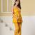 Yellow floral printed spaghetti kurti with straight pants – cotton co-ord set