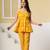 Yellow floral printed spaghetti kurti with straight pants – cotton co-ord set