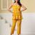 Yellow floral printed spaghetti kurti with straight pants – cotton co-ord set