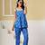 Blue printed spaghetti kurti with straight pants – cotton co-ord set