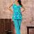Turquoise blue printed spaghetti kurti with straight pants – cotton co-ord set