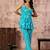 Turquoise blue printed spaghetti kurti with straight pants – cotton co-ord set