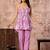 Pink floral printed spaghetti kurti with straight pants – cotton co-ord set
