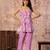 Pink floral printed spaghetti kurti with straight pants – cotton co-ord set