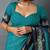 Mirchi fashion women’s geometric print cotton blend saree with unstitched blouse piece – teal