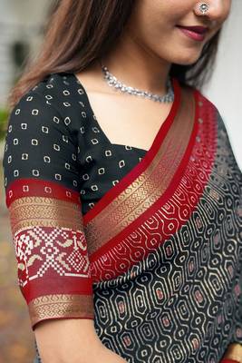 purple cotton saree with bandhani print 3