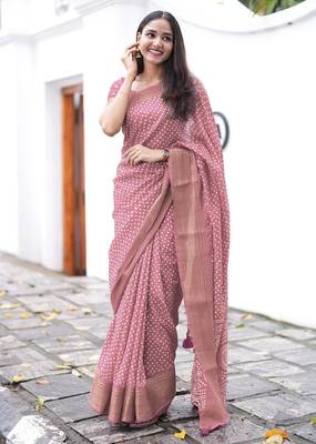 red cotton saree with floral print 3