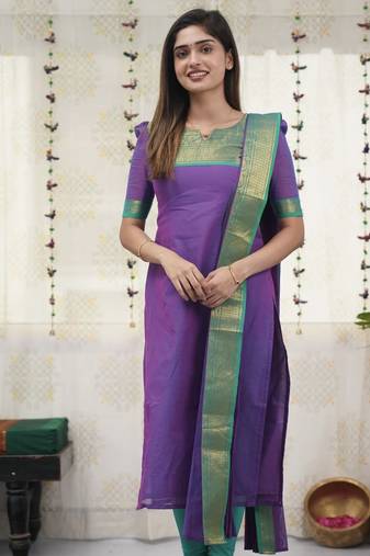 Purple readymade kanchi cotton v-neck top – sizes s to 3xl