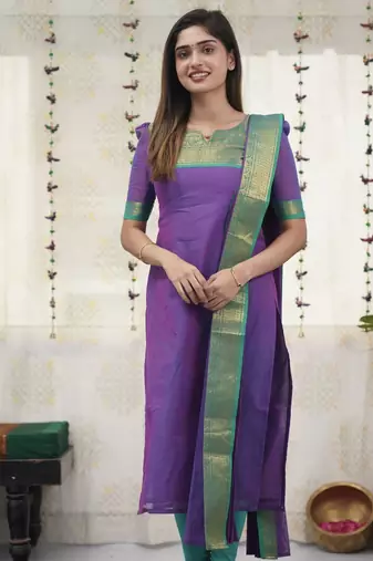 Purple readymade kanchi cotton v-neck top – sizes s to 3xl