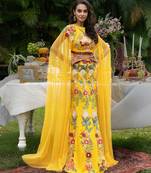 Yellow Embroidered Viscose Lehenga Set