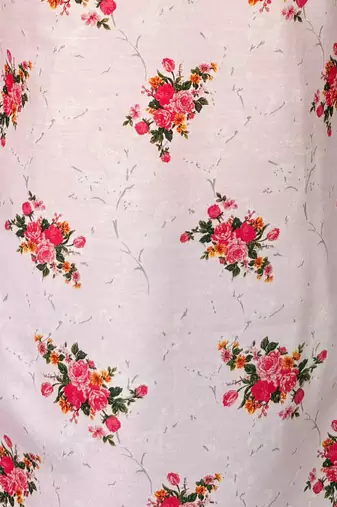 womens pink floral digital print rayon slub sleeveless straight kurta